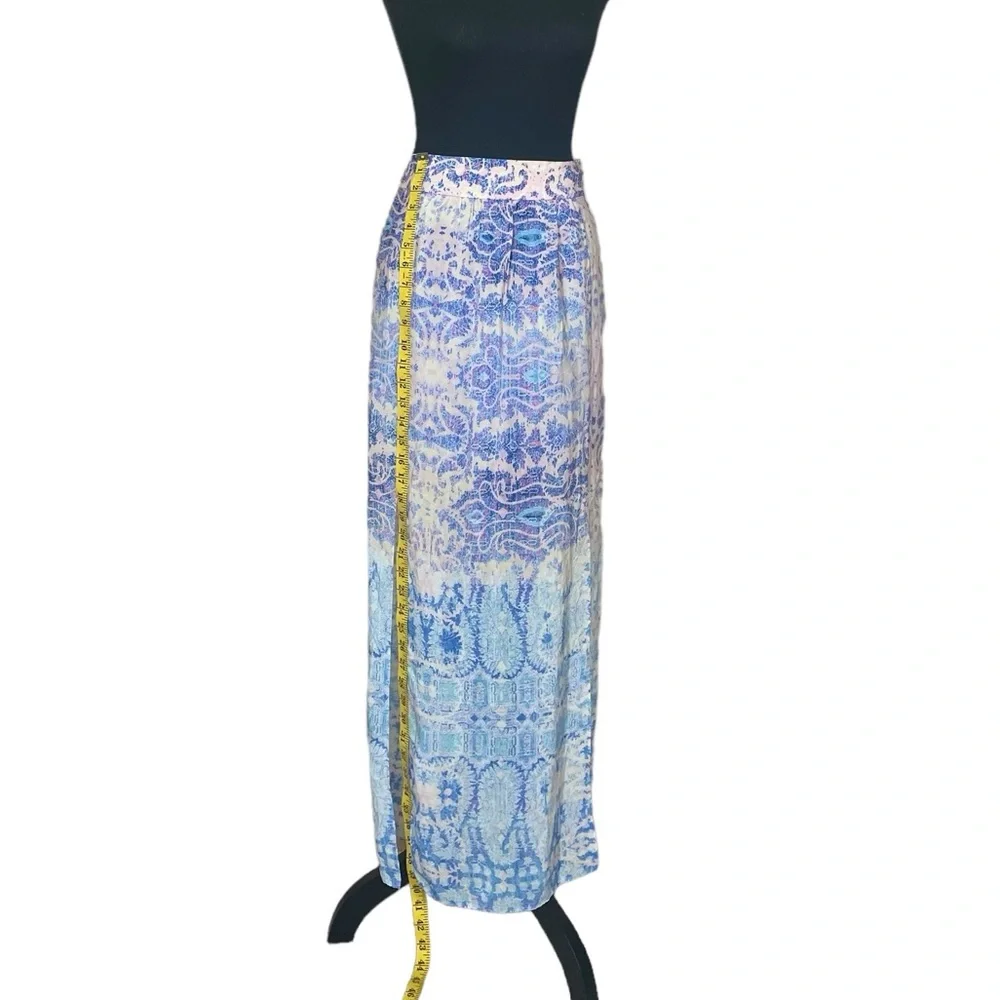 Maeve “Waimea” Printed Watercolor Silk Maxi Skirt